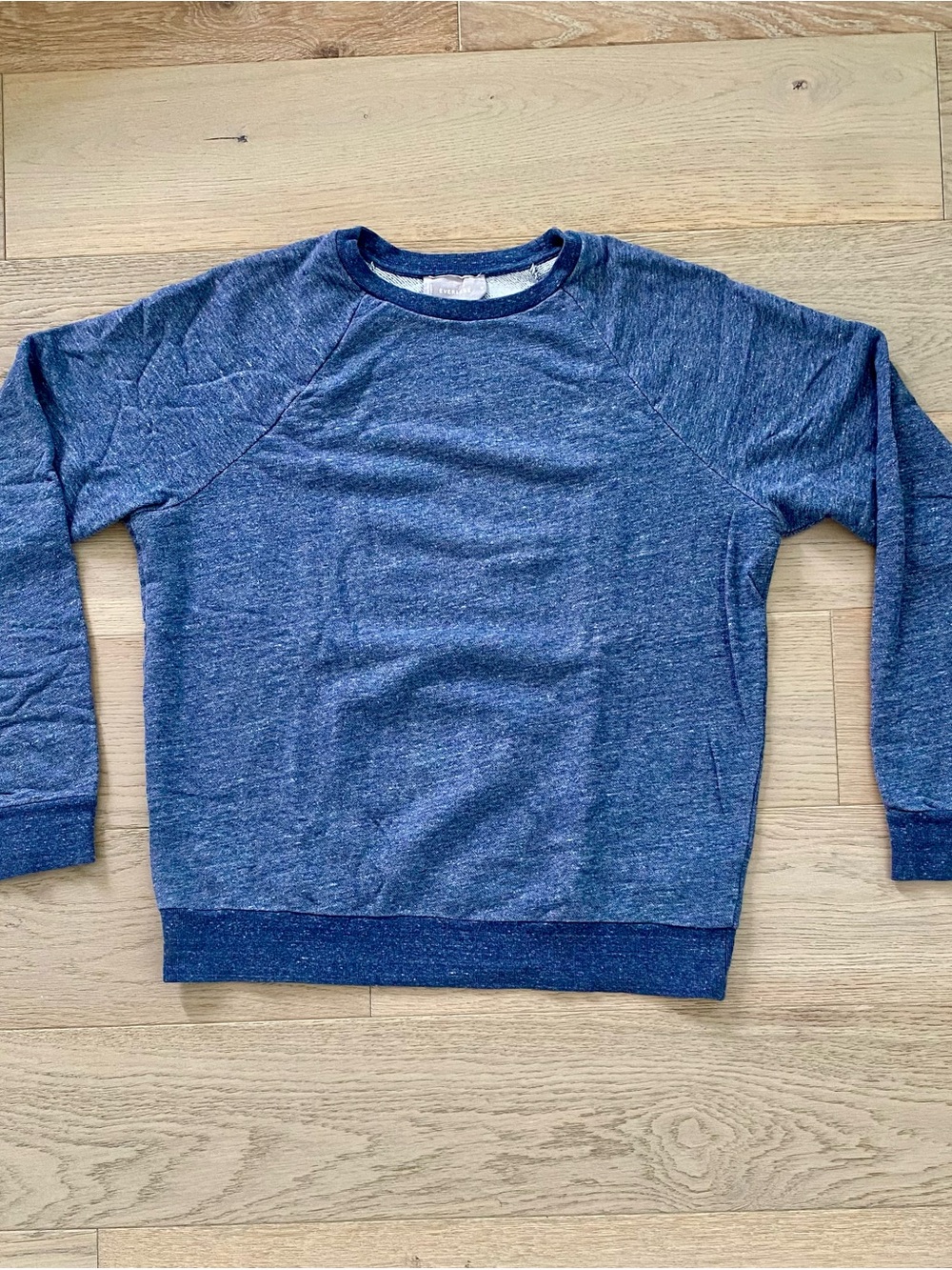 Everlane Men's Blue Heather French Terry Crewneck Sweatshirt - Size M